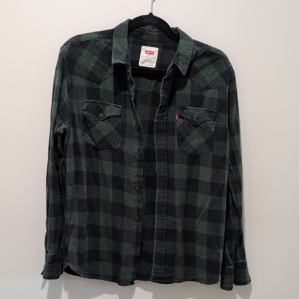 Levi's Black and Green Checkered Flannel Shirt
